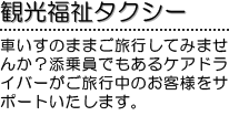 観光福祉タクシー - 車いすのままご旅行してみませんか？添乗員でもあるケアドライバーご旅行中のお客様をサポートいたします。